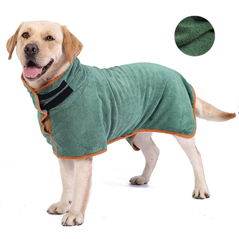Dog wearing the Quick-Dry Robe